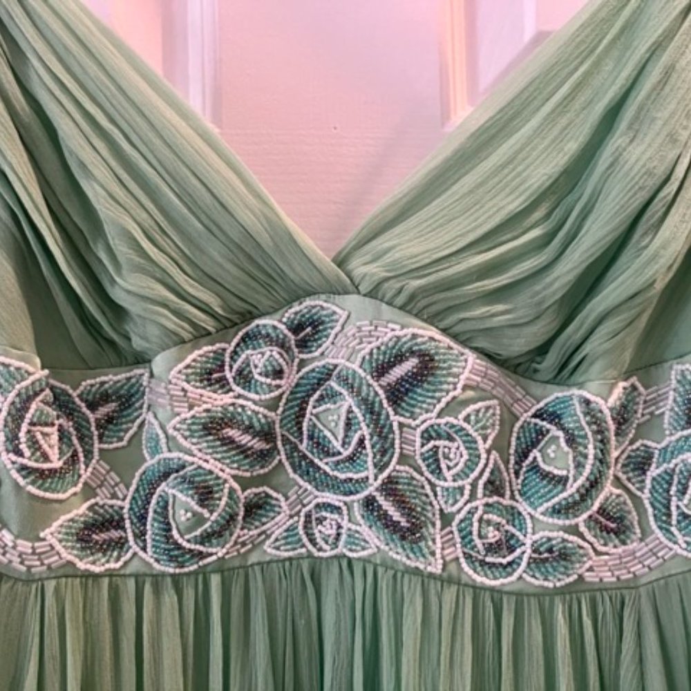 NWT, Size 10, BCBG Green Silk Dress, Full-length - Picture 4 of 8